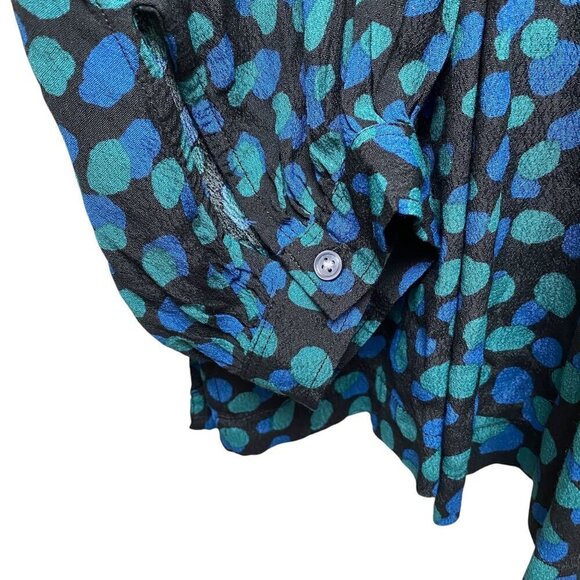 FREE ASSEMBLY Top Size XXXL Green Blue Dot Crossover Boho Long Sleeve Blouse - Picture 8 of 10